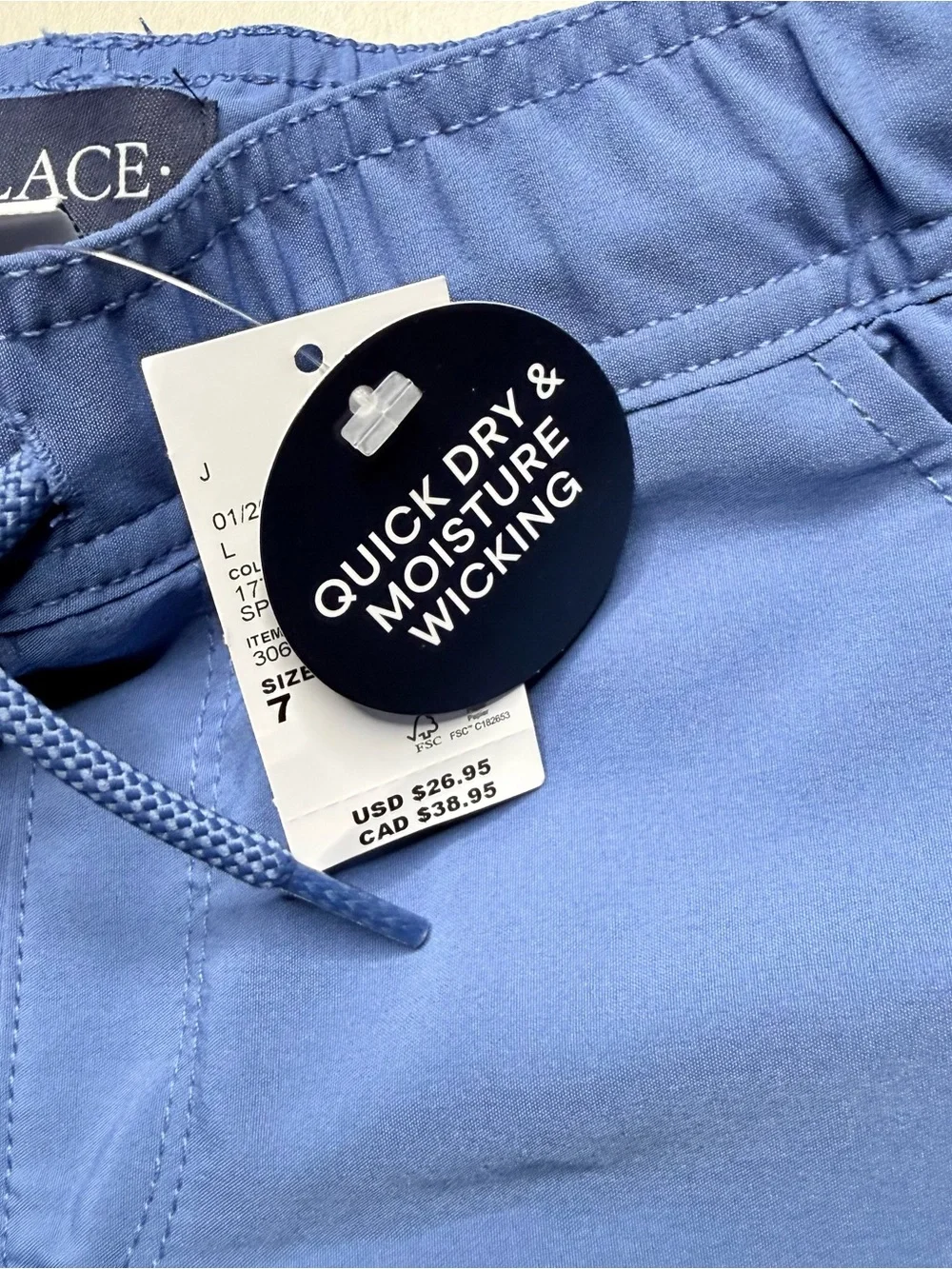 NWT Children’s Place Quick Dry Shorts Boys Size 7 Blue